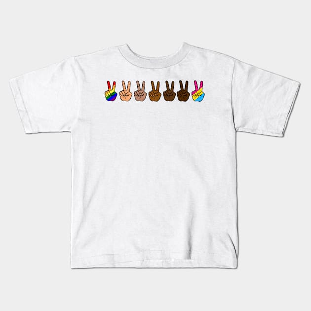 V Sign Gay Rainbow LGBTQ Pansexual Kids T-Shirt by Nalidsa